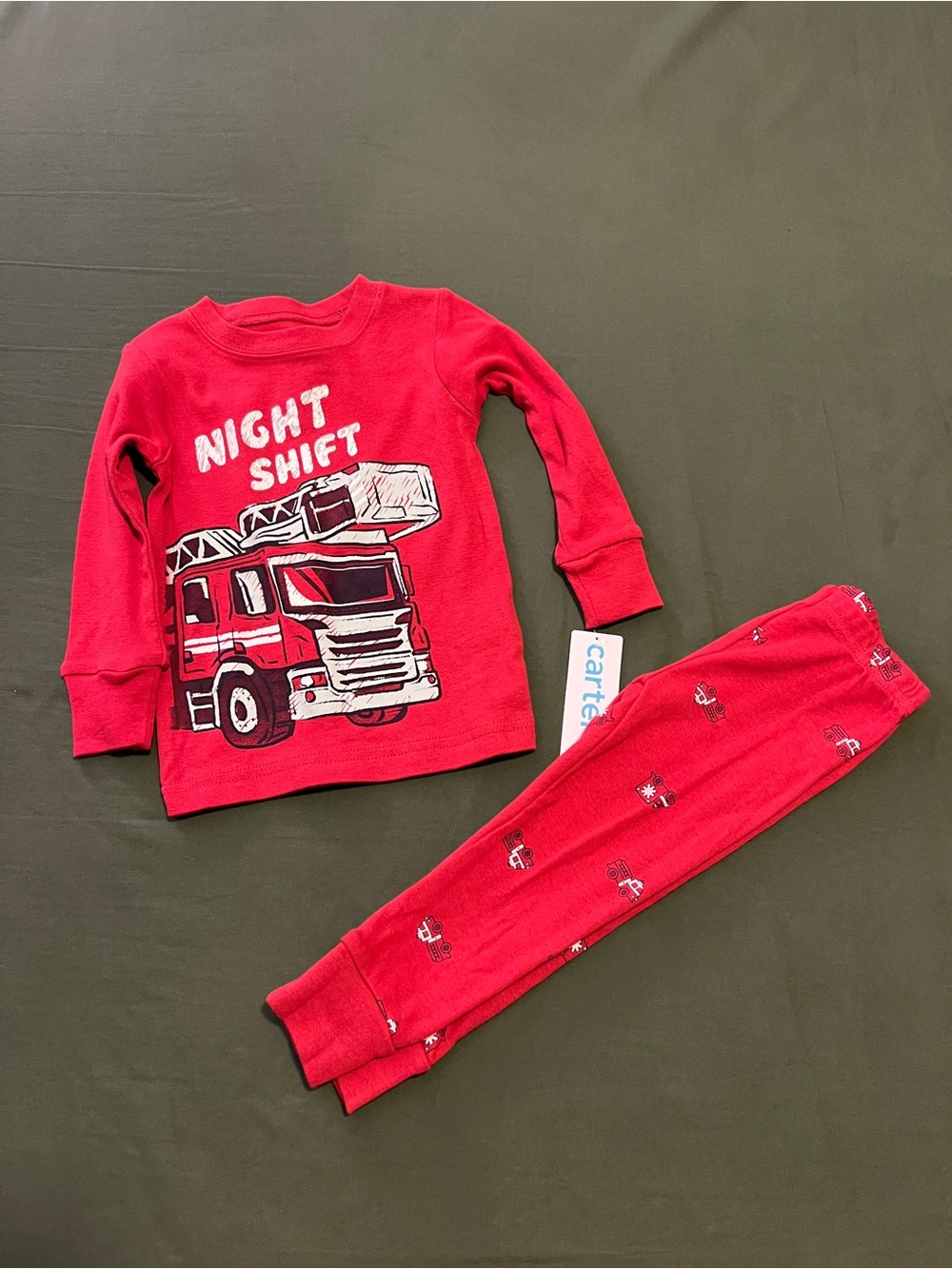 Carter's Red Firetruck Two-Piece Pajama Set Size 12M